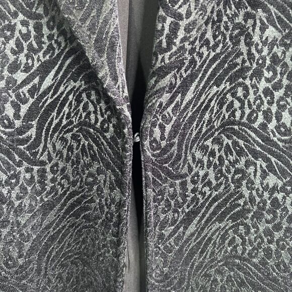 Chico's Black Velvet Jacquard Brocade Lined Duster Dressy Evening Jacket 3/LG - Picture 4 of 10